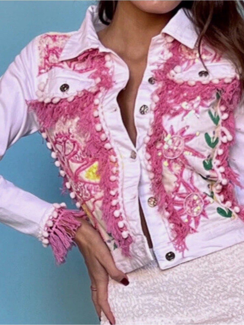 Antica Sartoria Stars & Sun Pink Yellow Jacket SM Nwt